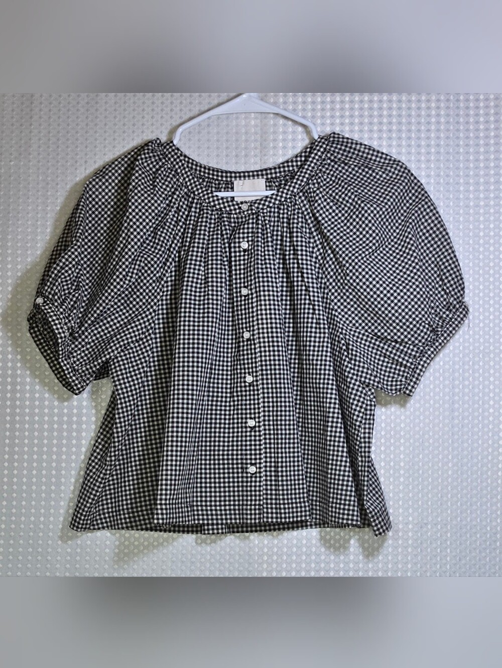 Industry Republic Gingham Puff Sleeve Blouse Cottagecore French Girl NWT SP - Picture 10 of 10
